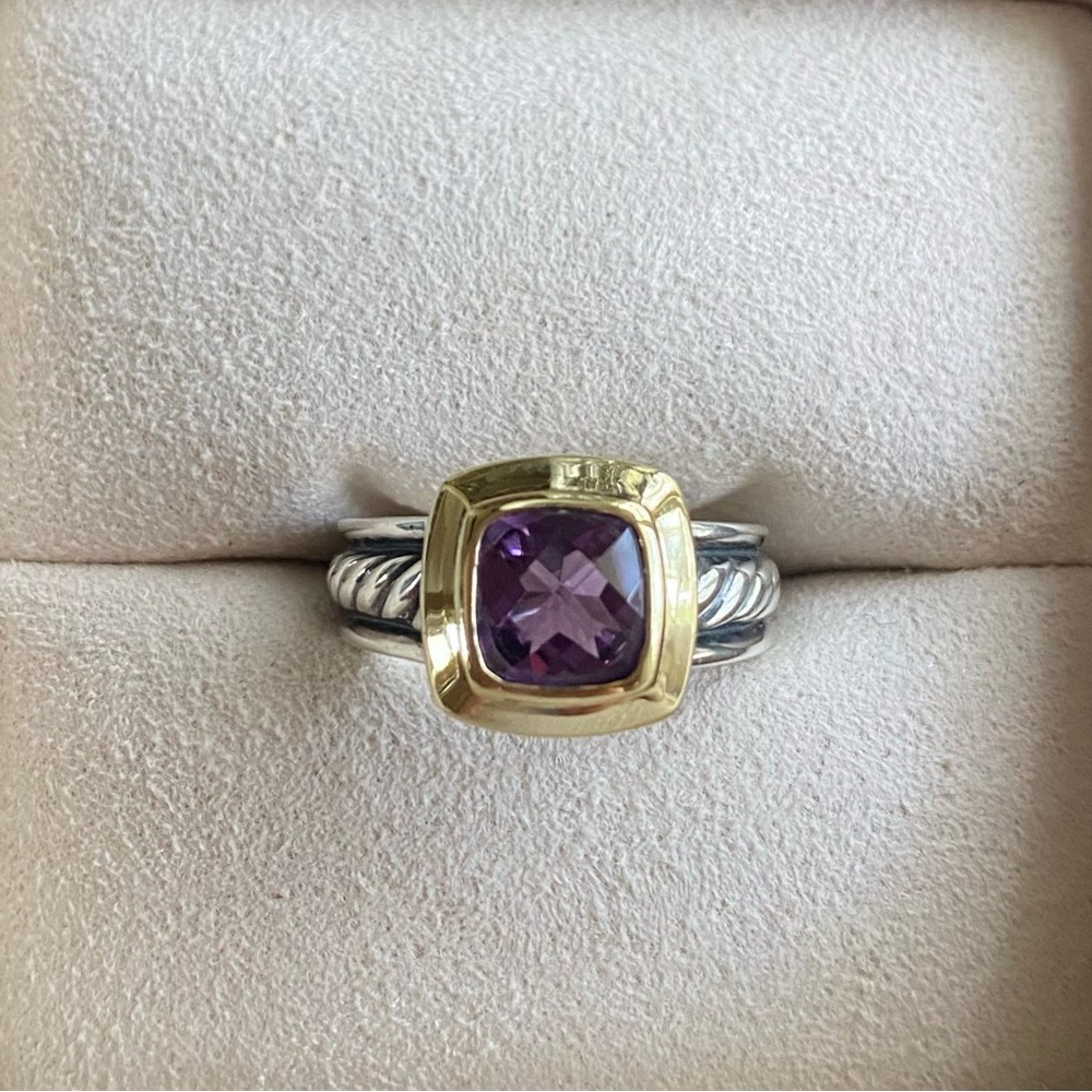 David Yurman Sterling Silver and 18k Gold Amethyst Ring, Size 6 - Picture 4 of 9